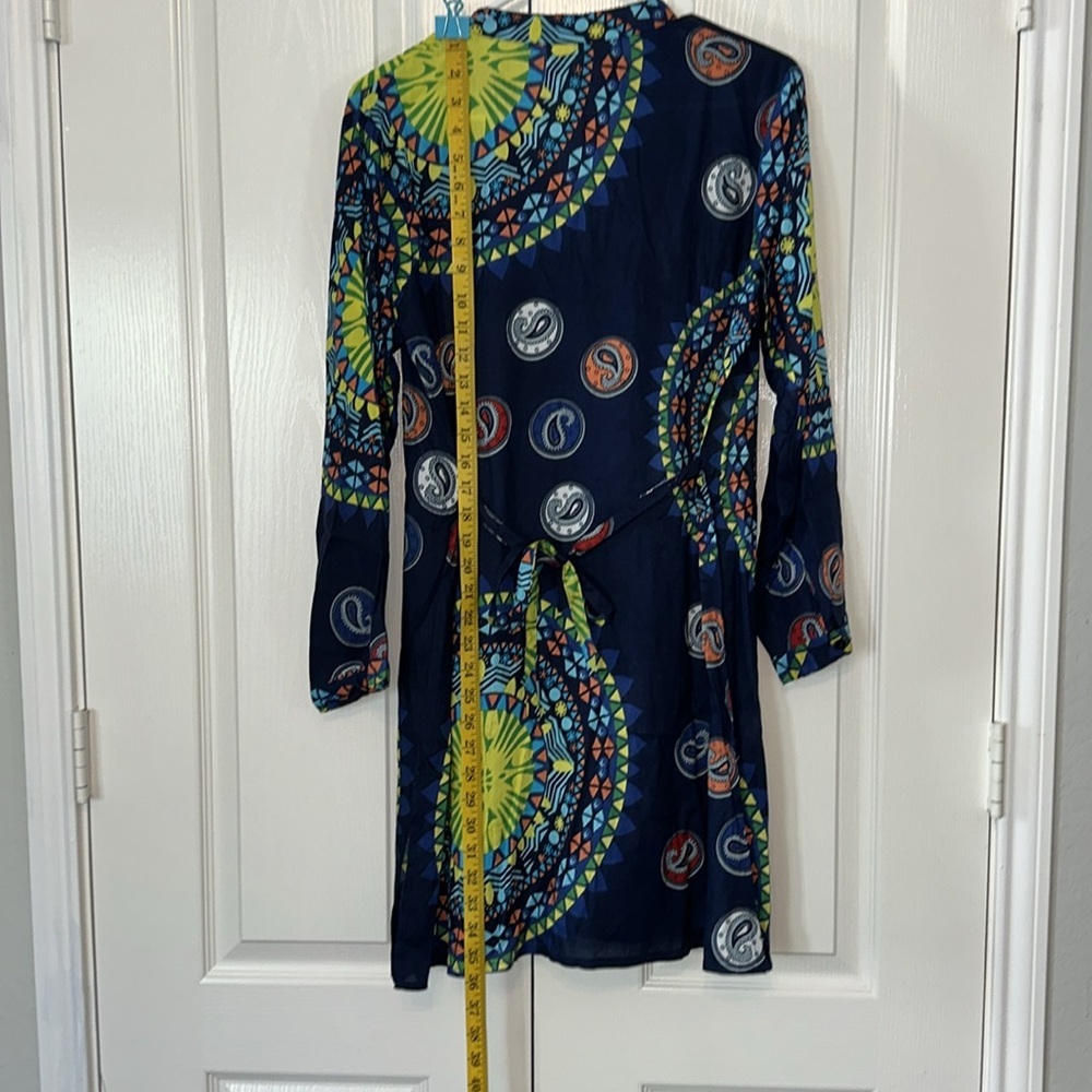 Colorful Patterned Tunic Cover-up Dress Size Large 100% Viscose - Picture 3 of 14